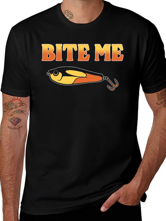 Bite Me Funny Fishing Lure Graphic T-Shirt