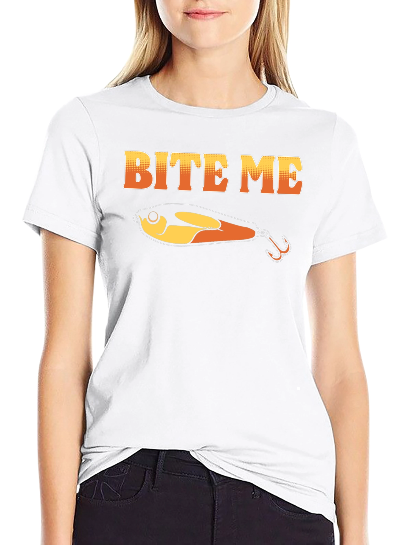 Bite Me Funny Fishing Lure Graphic T-Shirt