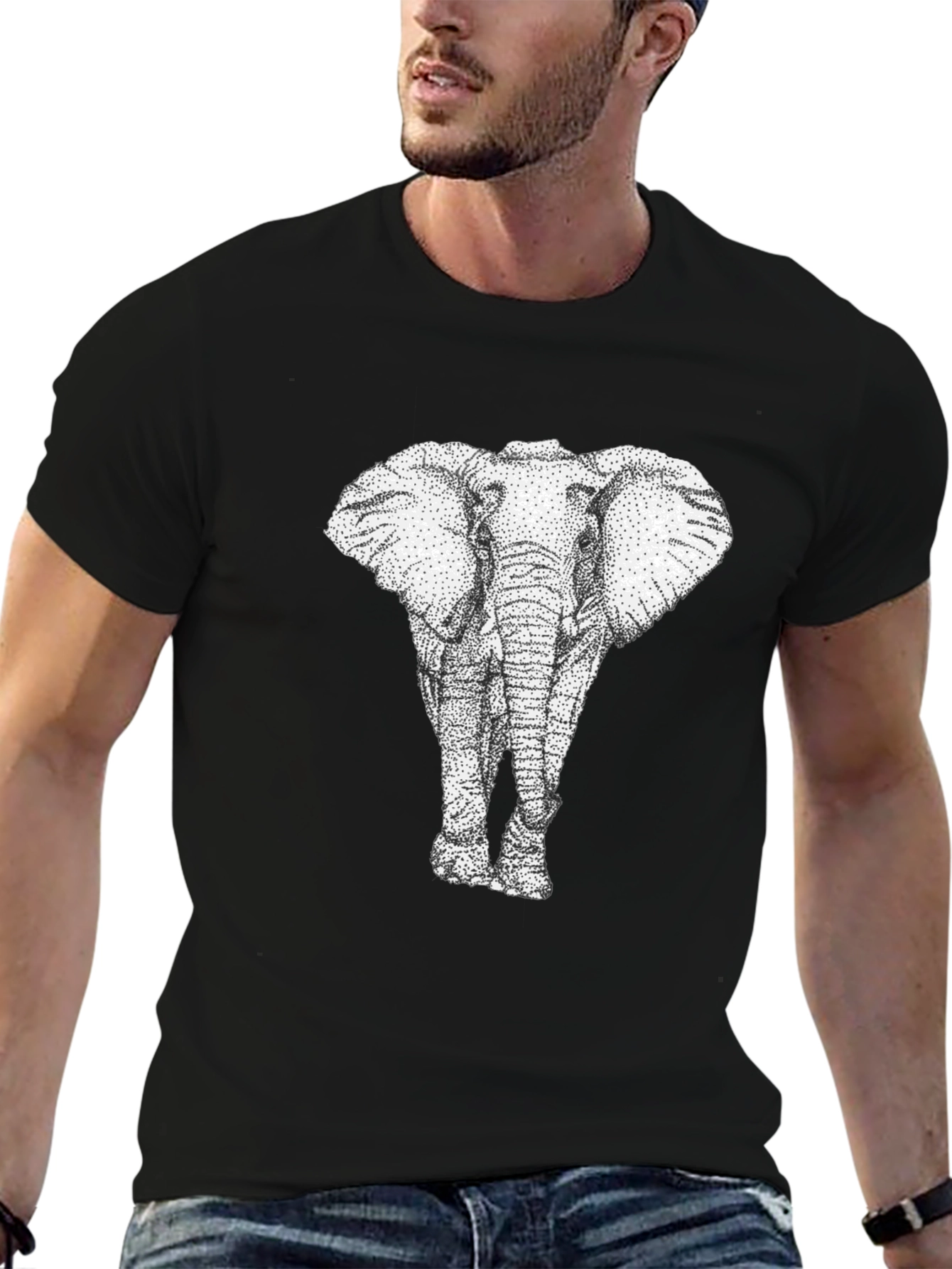 Elephant Graphic Print Mens T-Shirt