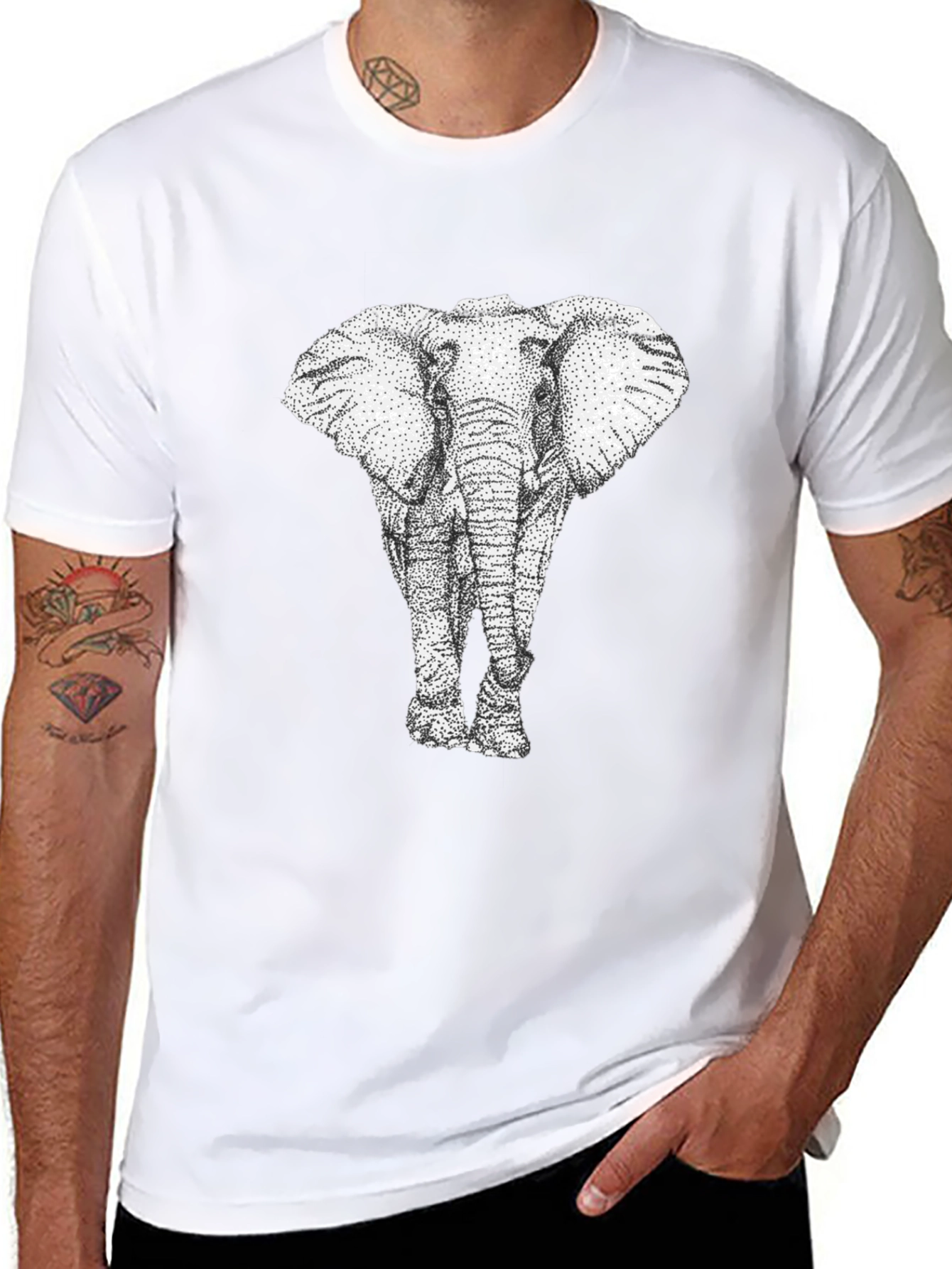 Elephant Graphic Print Mens T-Shirt