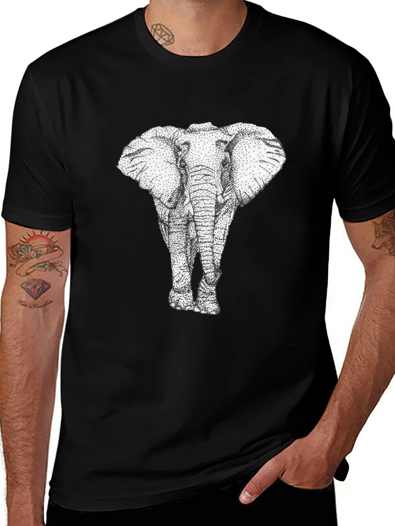 Elephant Graphic Print Mens T-Shirt