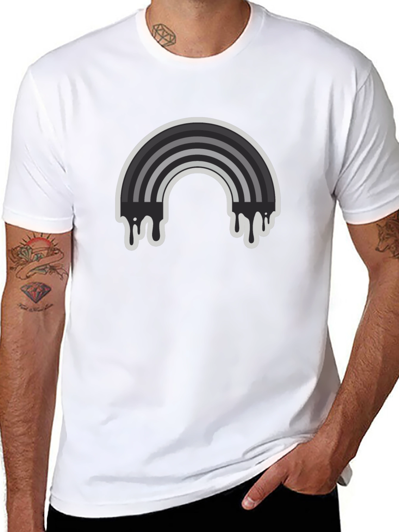 Dripping Rainbow Graphic Tee - Black