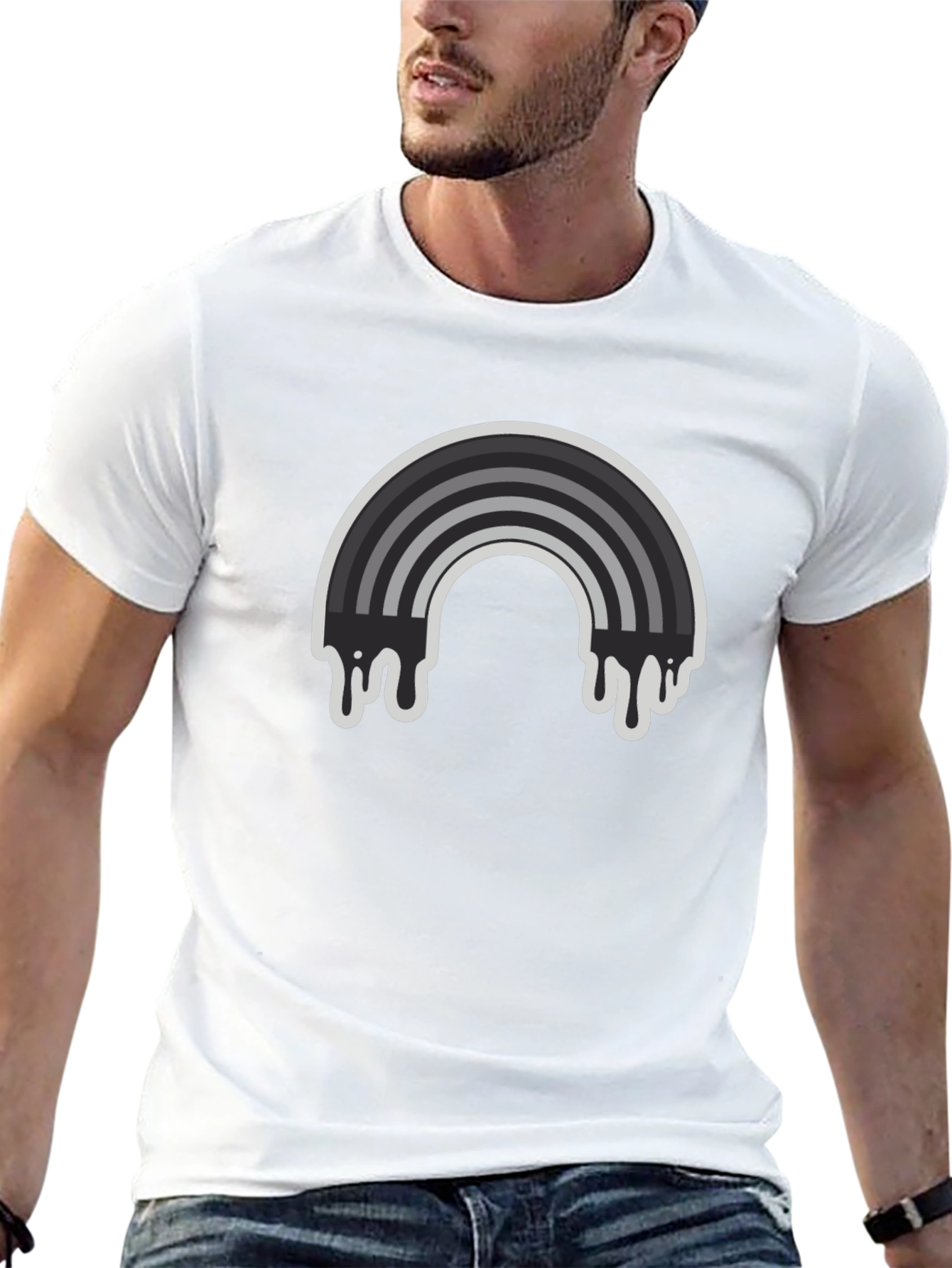 Dripping Rainbow Graphic Tee - Black