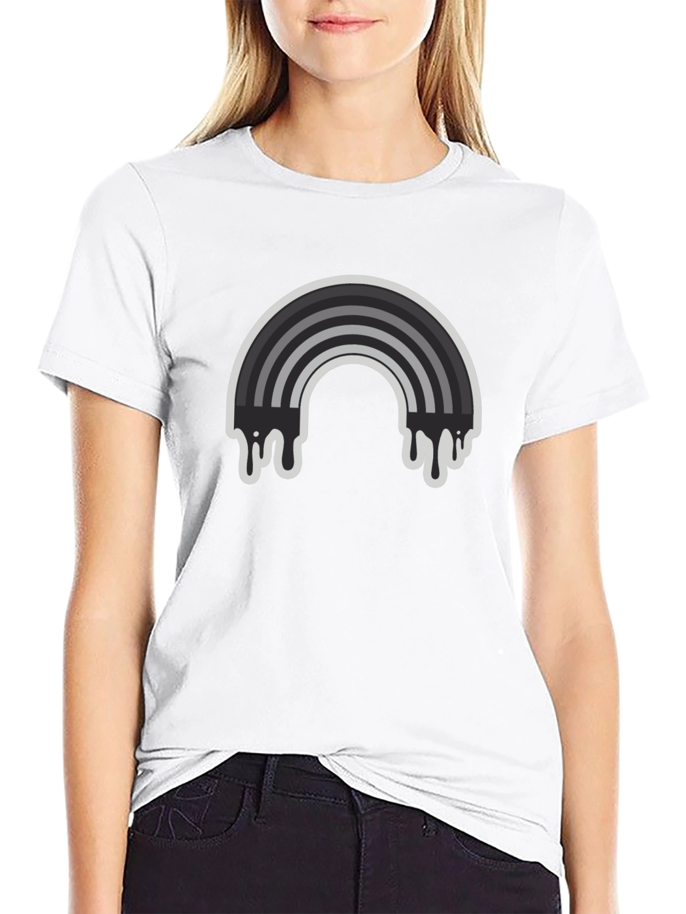 Dripping Rainbow Graphic Tee - Black