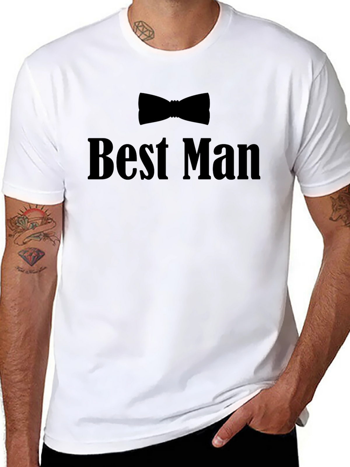 Best Man Bowtie Black Crew Neck T-Shirt