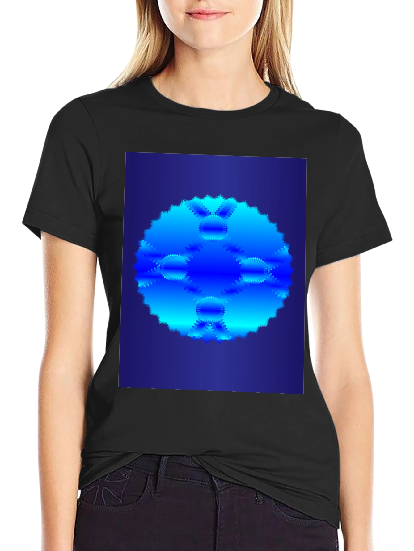 Abstract Blue Circular Pattern T-Shirt