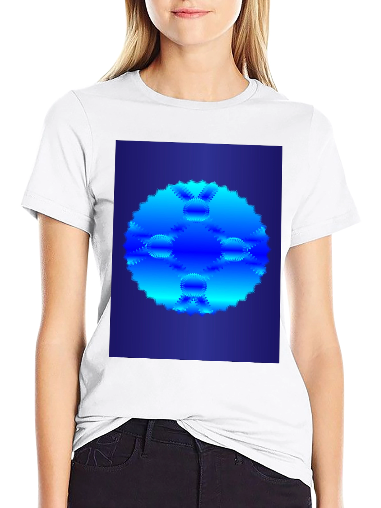 Abstract Blue Circular Pattern T-Shirt