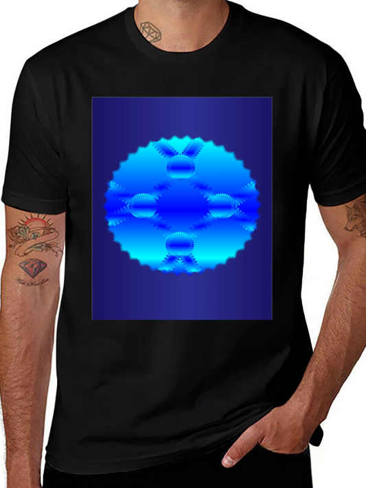 Abstract Blue Circular Pattern T-Shirt