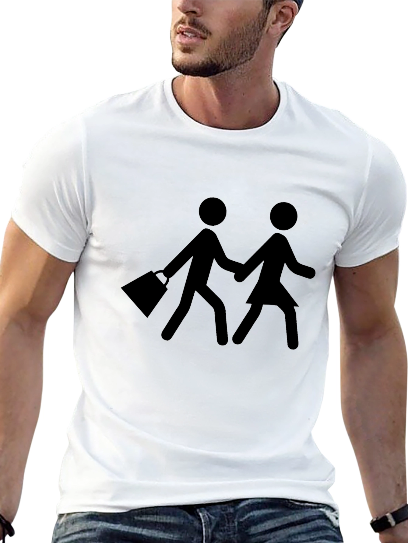 Stick Figure Couple Graphic Tee - Black