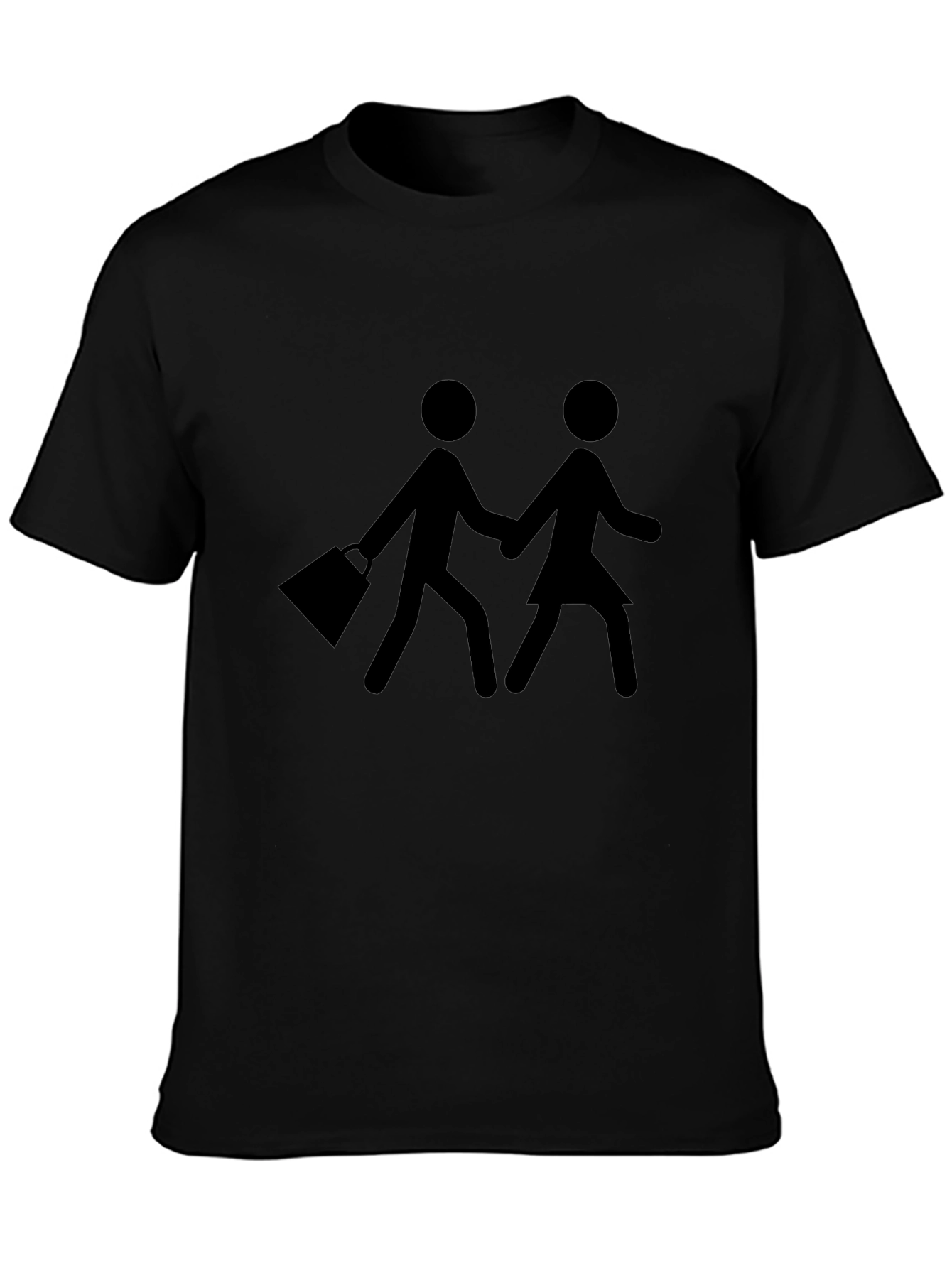 Stick Figure Couple Graphic Tee - Black
