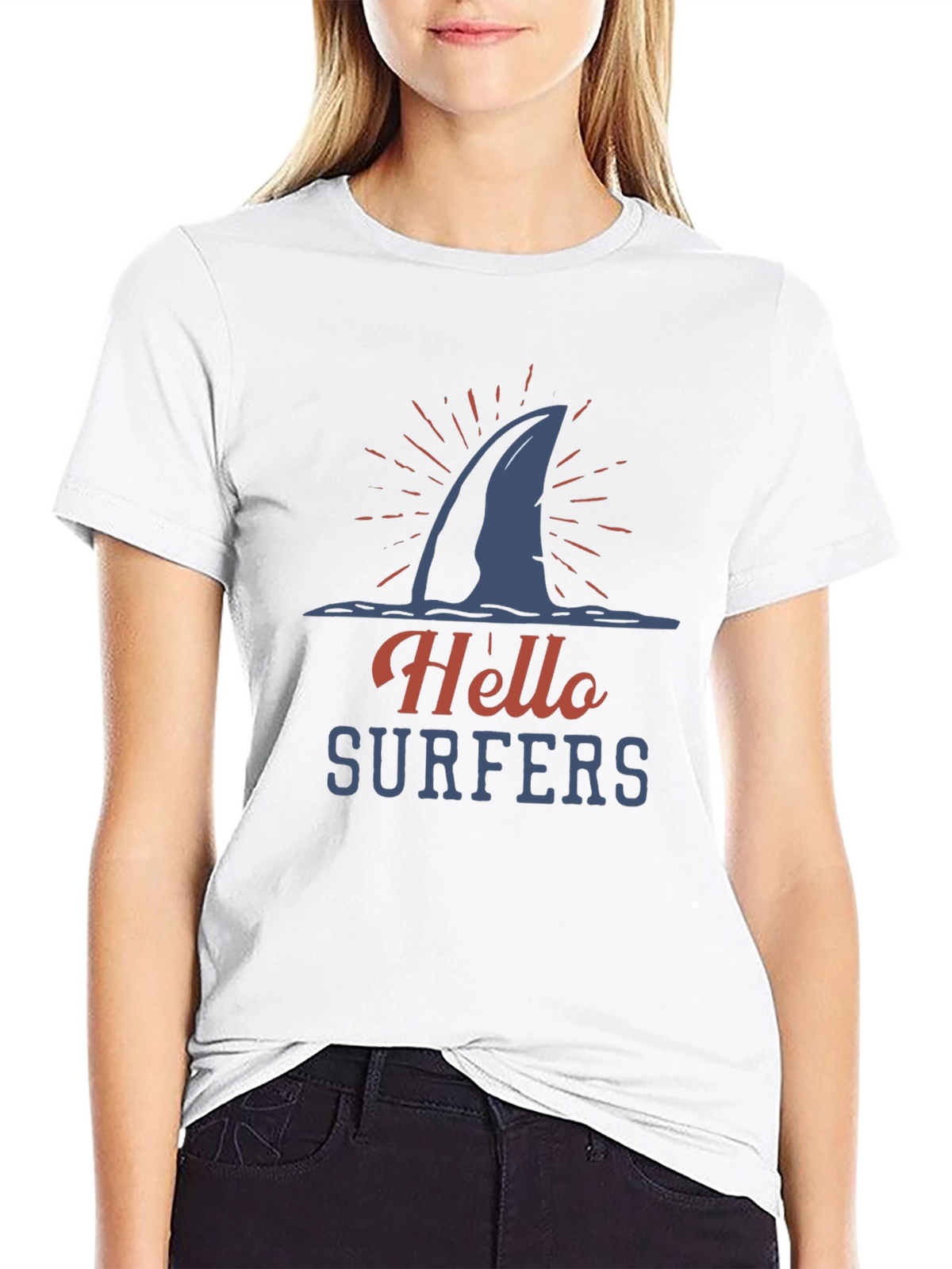 Hello Surfers Shark Fin Graphic T-Shirt
