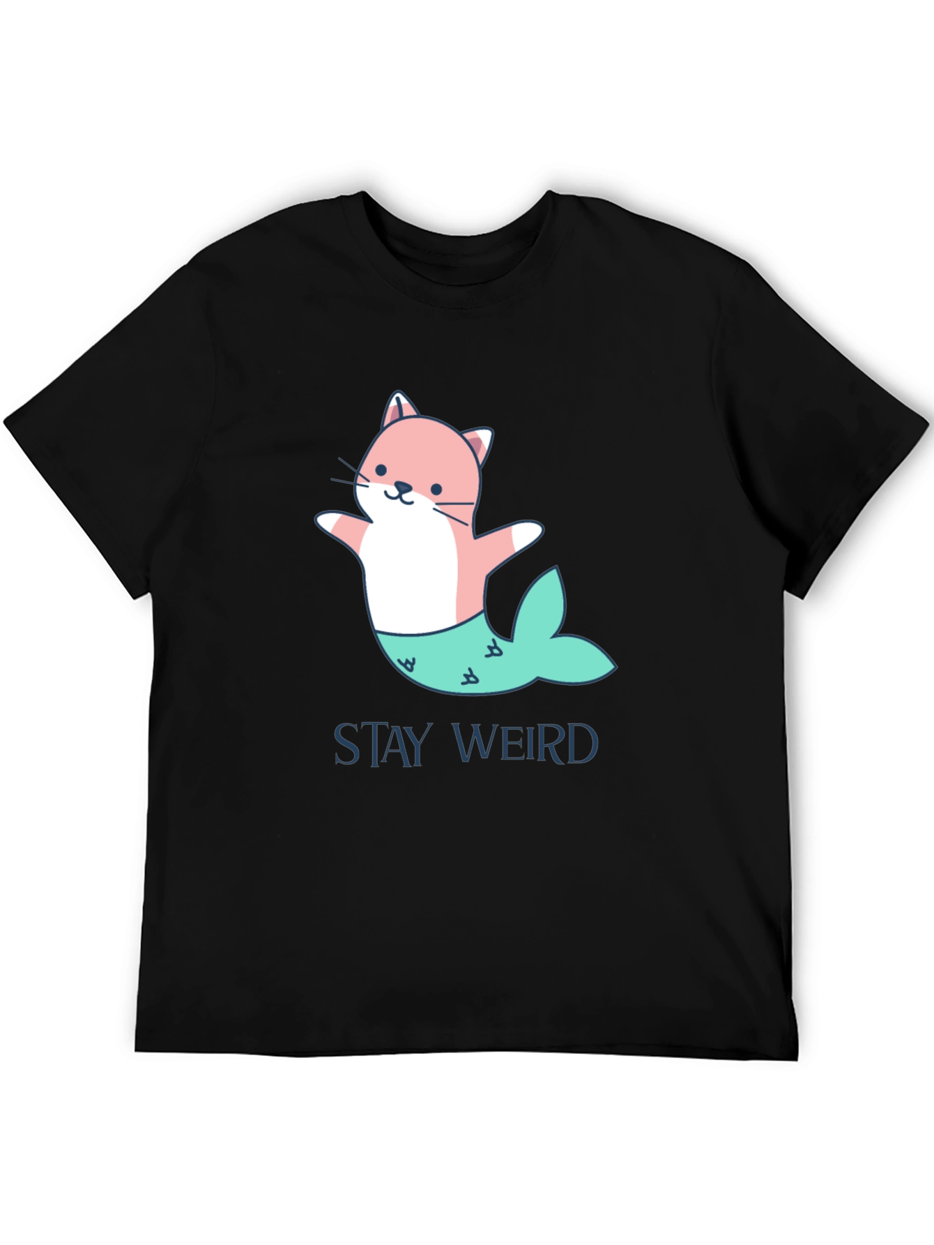 Stay Weird Cat Mermaid Graphic T-Shirt