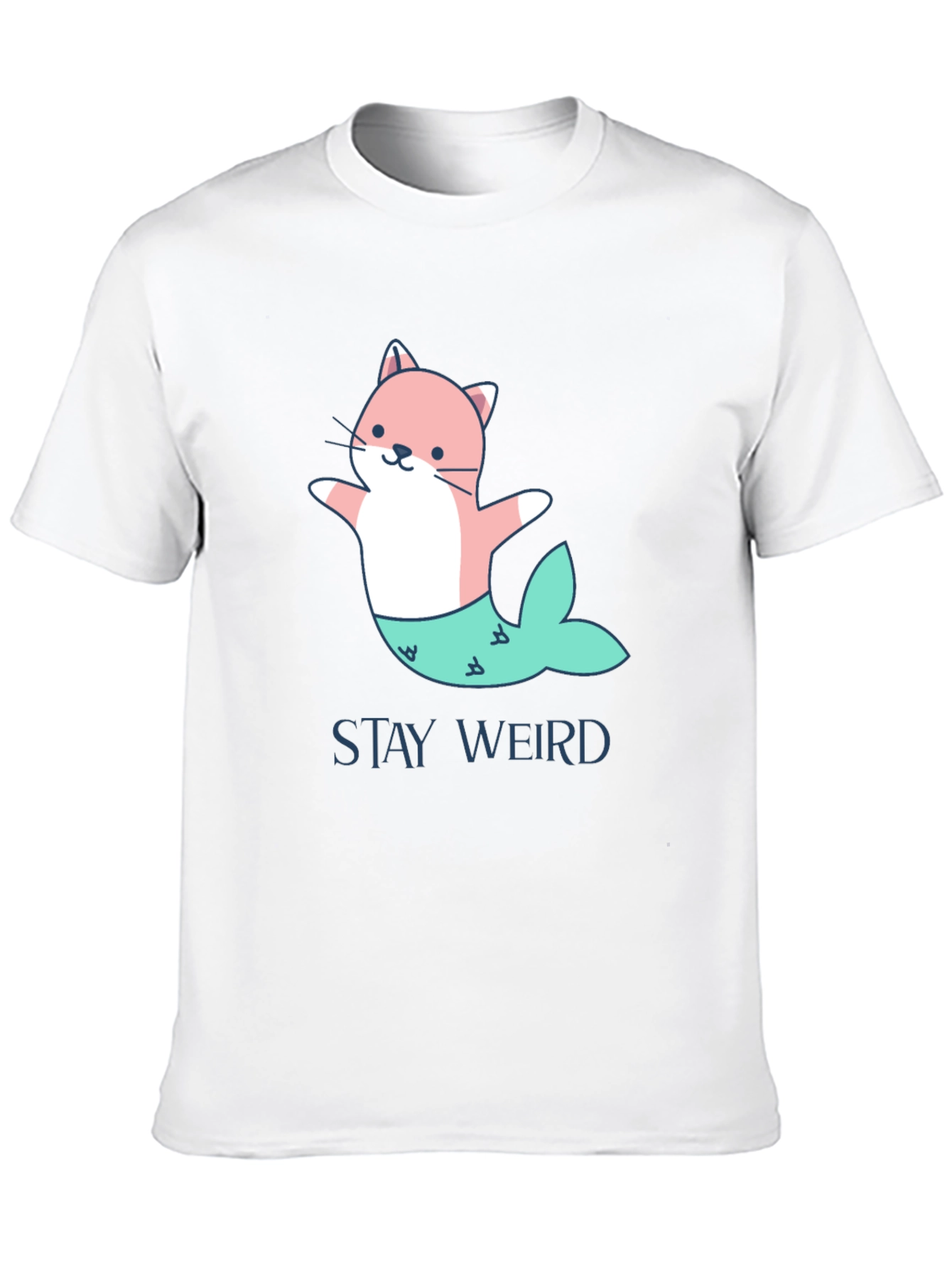 Stay Weird Cat Mermaid Graphic T-Shirt