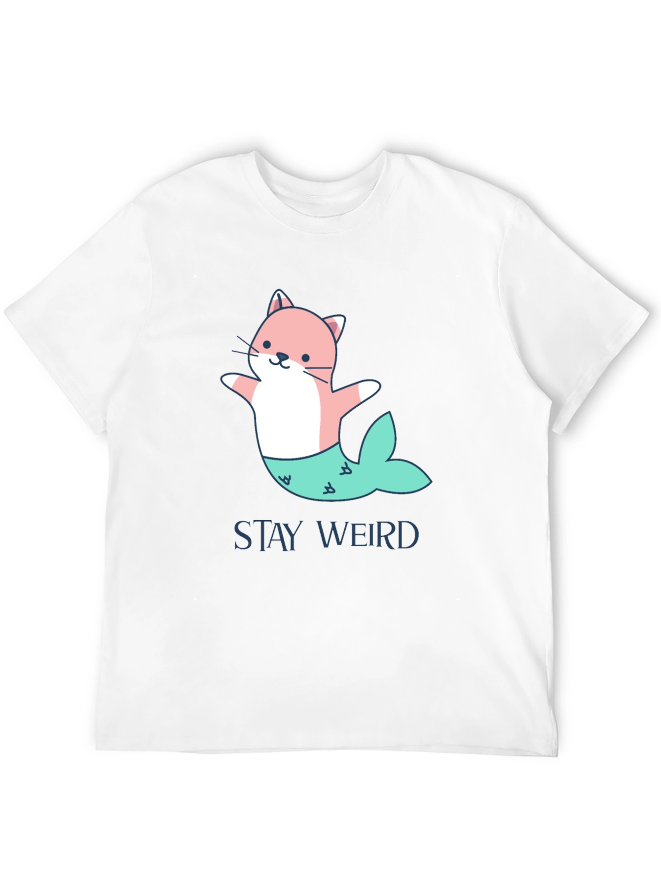 Stay Weird Cat Mermaid Graphic T-Shirt