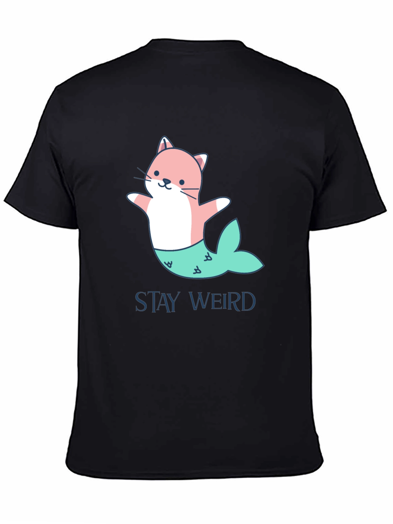 Stay Weird Cat Mermaid Graphic T-Shirt
