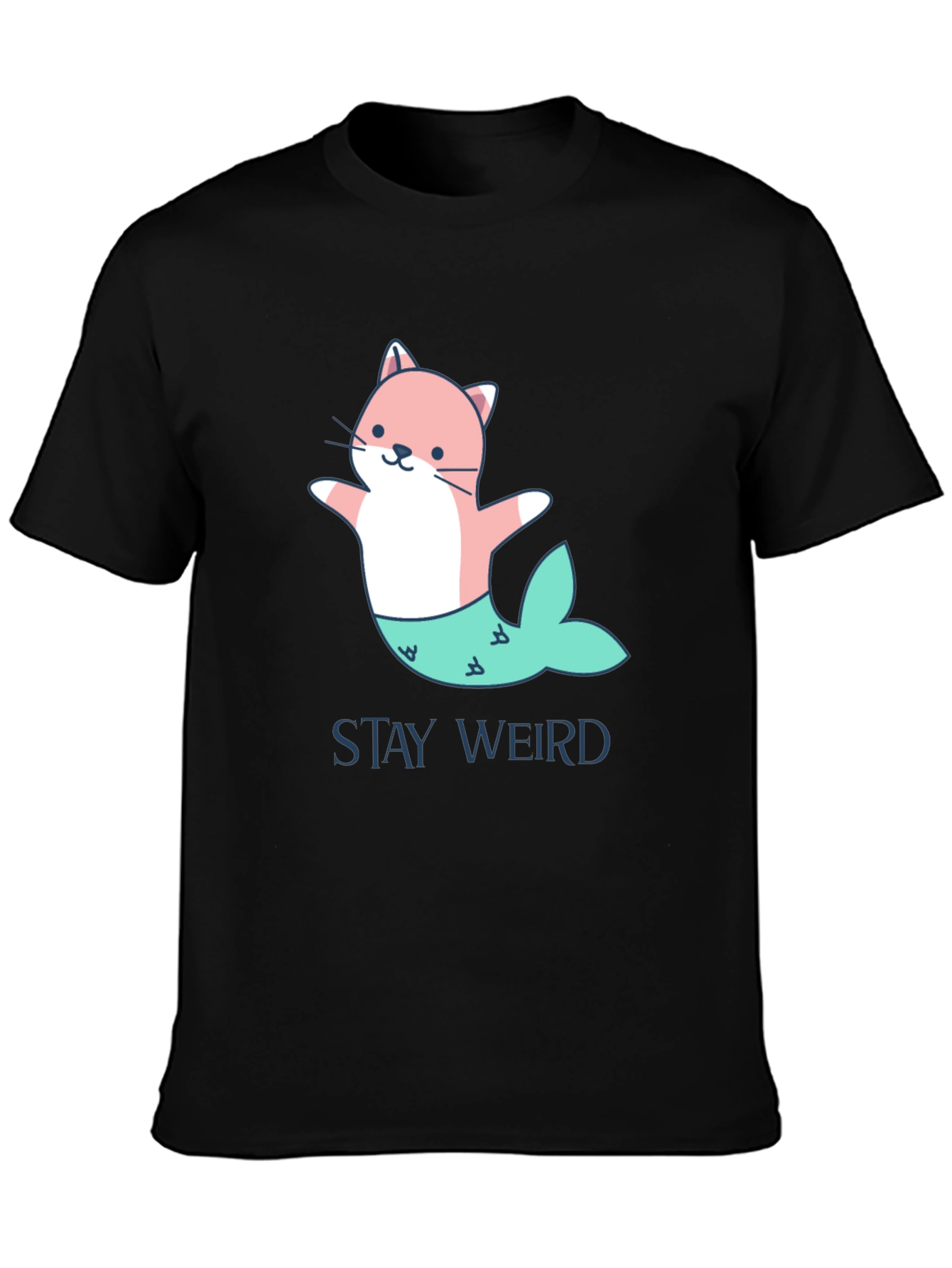 Stay Weird Cat Mermaid Graphic T-Shirt