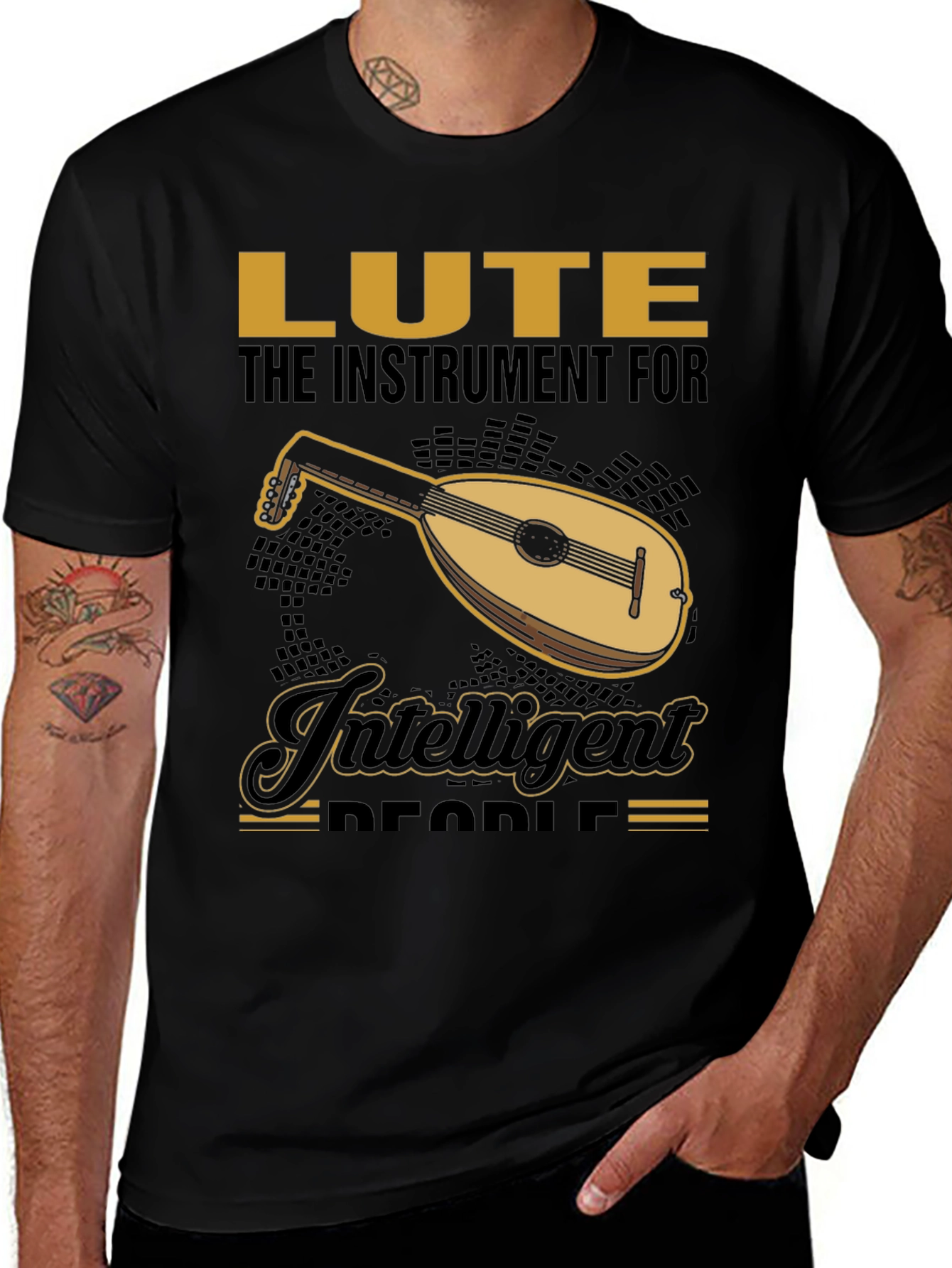 Lute Instrument Graphic Tee - For Intelligent People