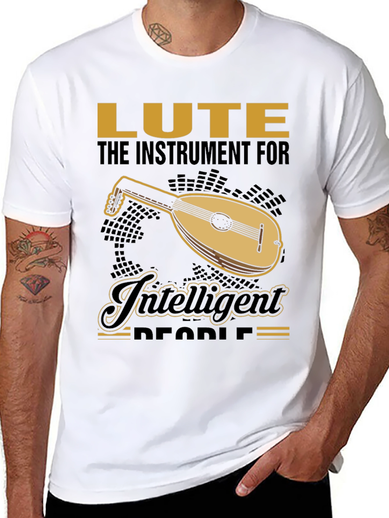 Lute Instrument Graphic Tee - For Intelligent People