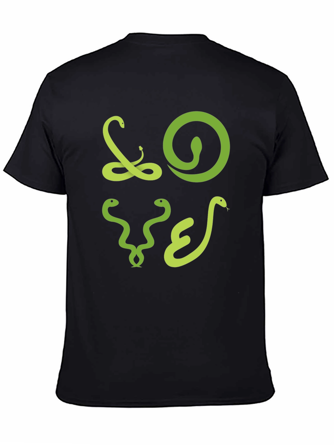 Snake Graphic Print Crew Neck Tee - Black