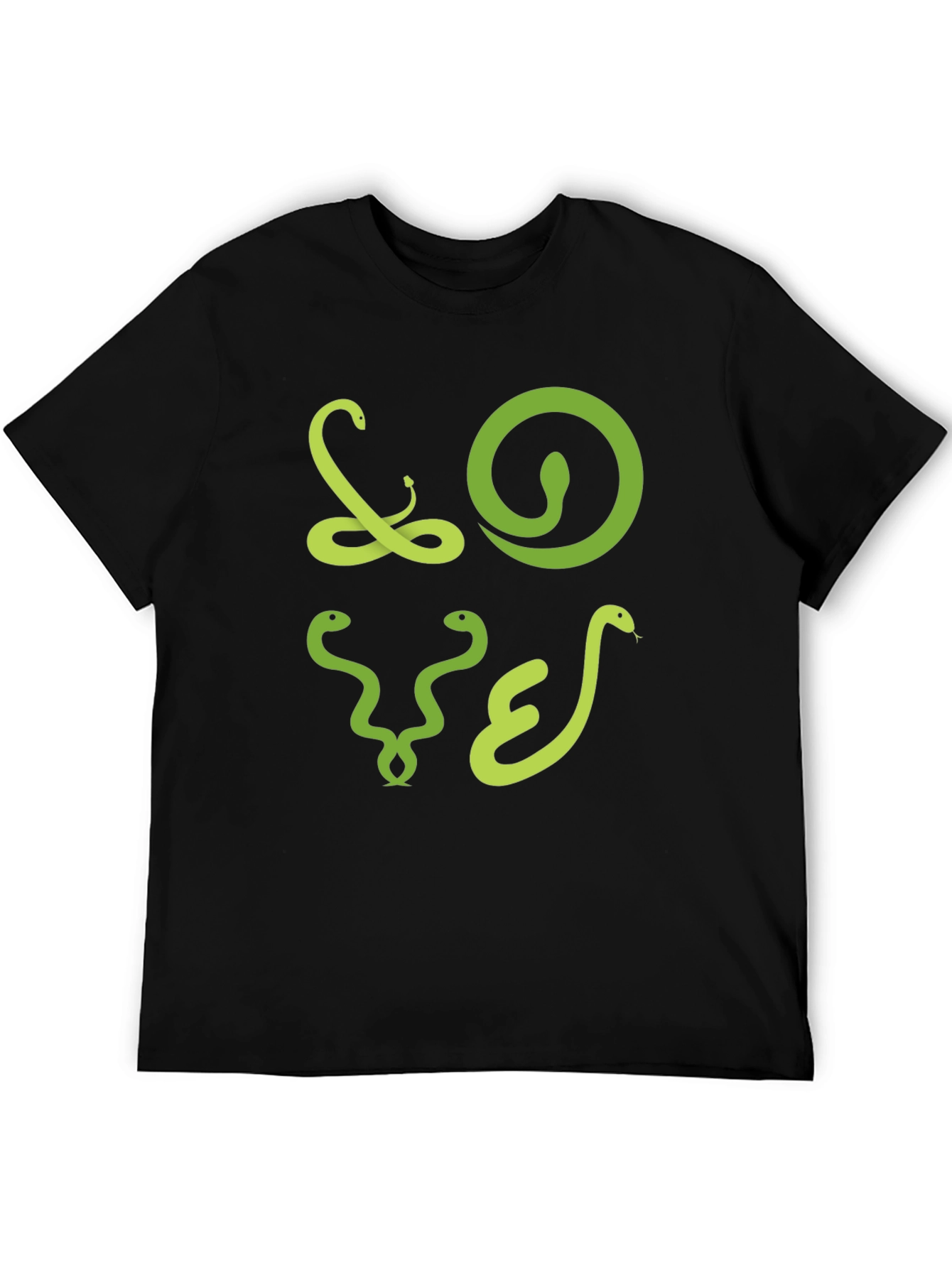 Snake Graphic Print Crew Neck Tee - Black