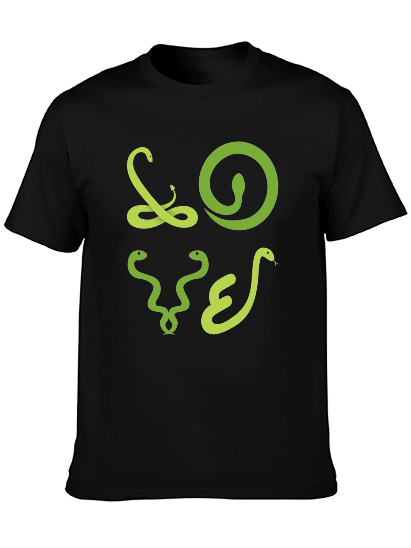 Snake Graphic Print Crew Neck Tee - Black