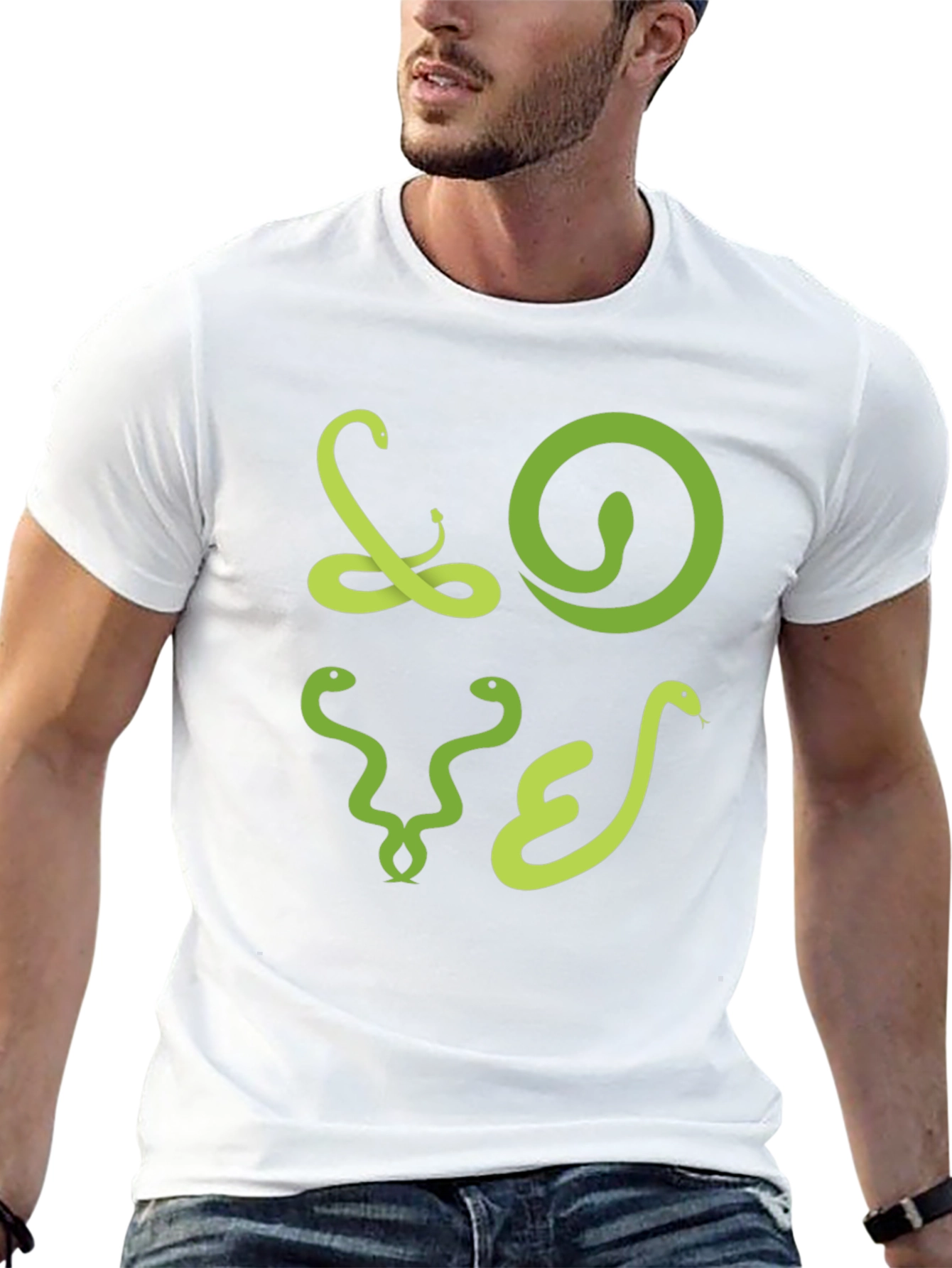 Snake Graphic Print Crew Neck Tee - Black