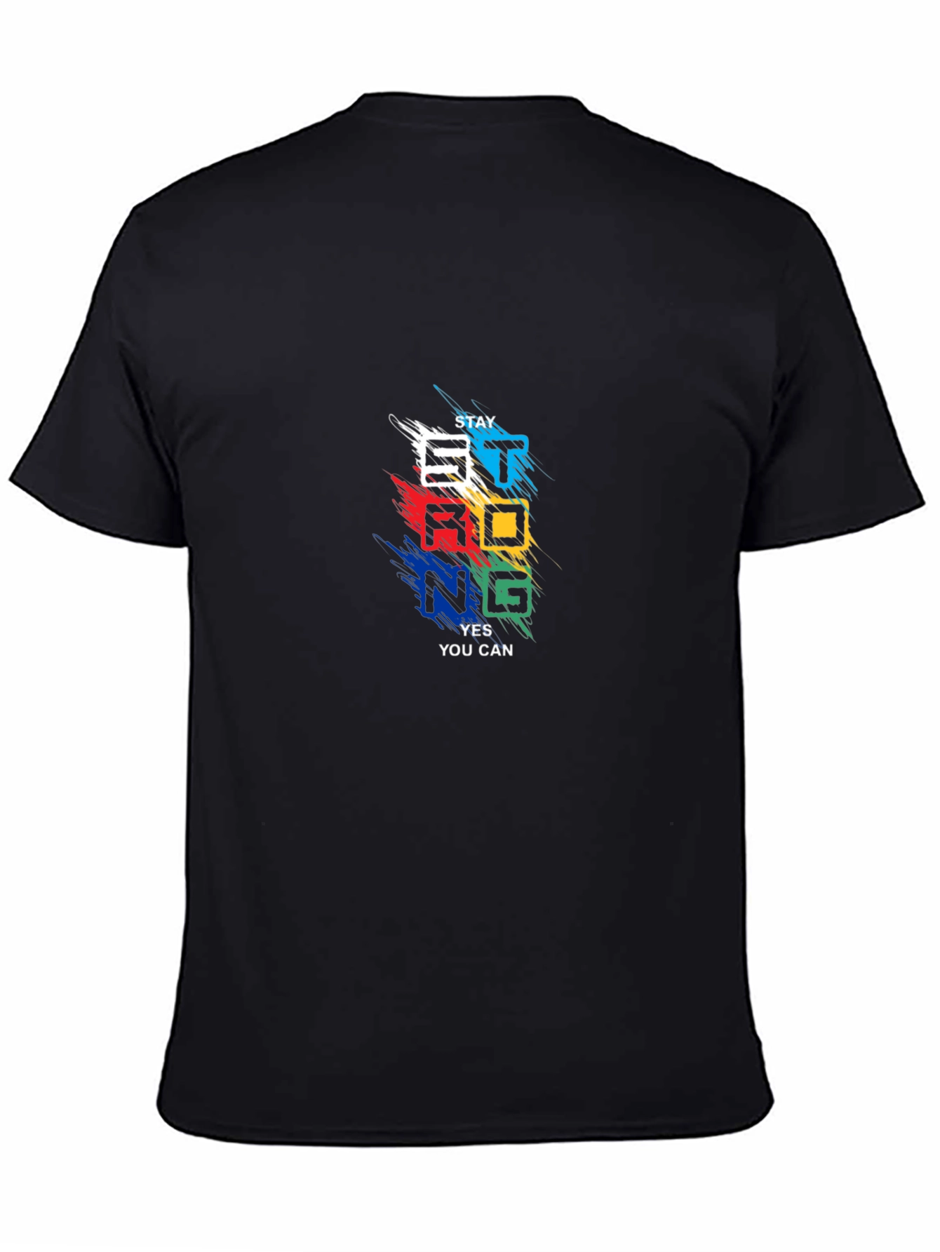 Stay Strong Graphic Print Black T-Shirt
