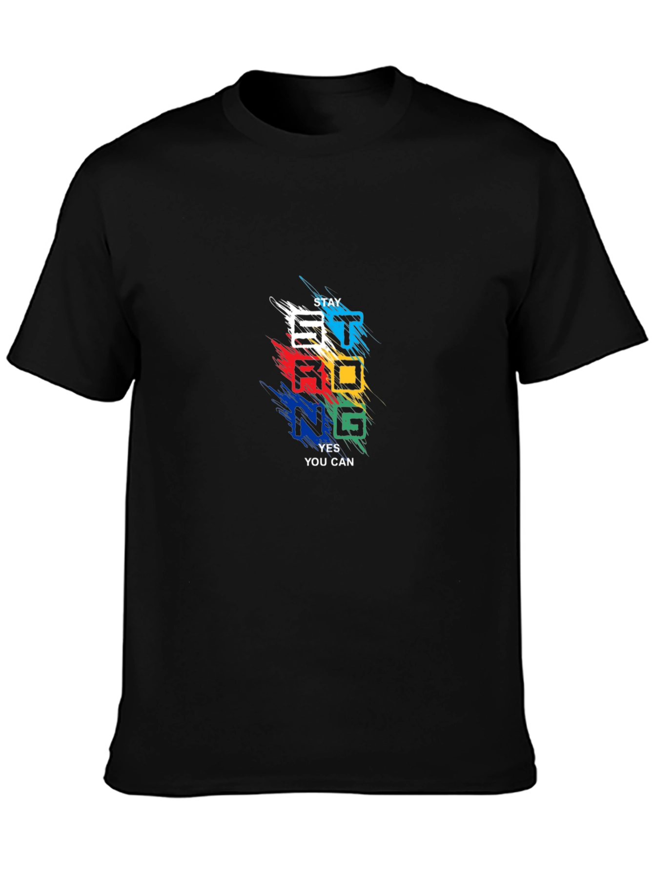 Stay Strong Graphic Print Black T-Shirt