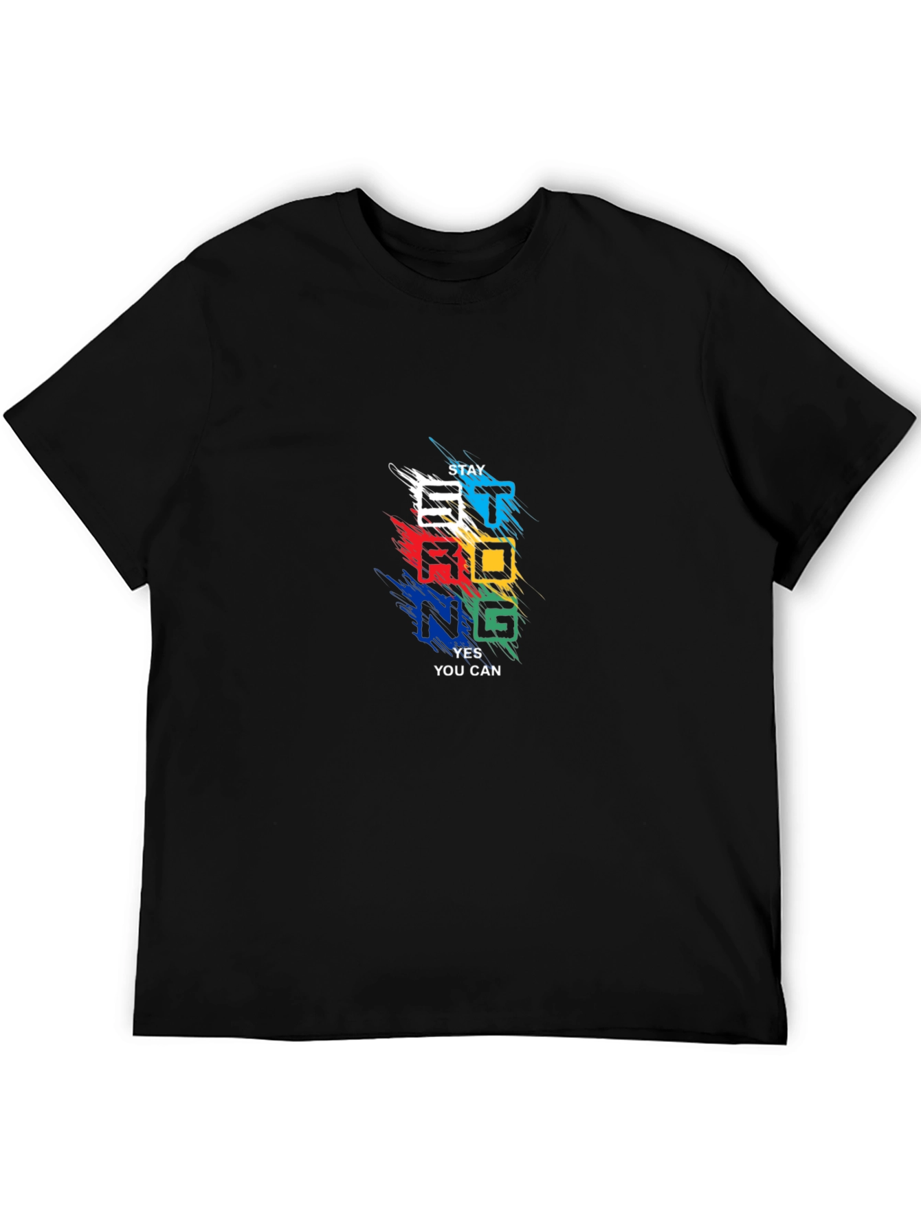 Stay Strong Graphic Print Black T-Shirt