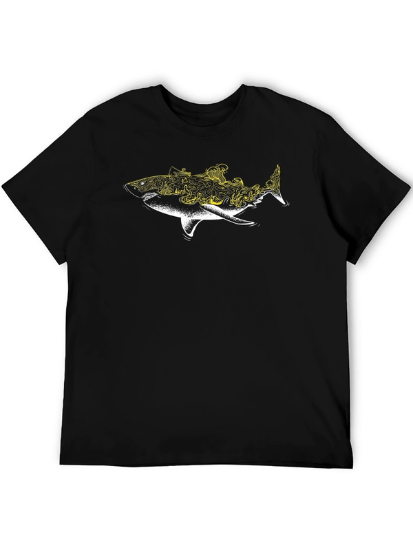 Shark Wave Graphic Black T-Shirt
