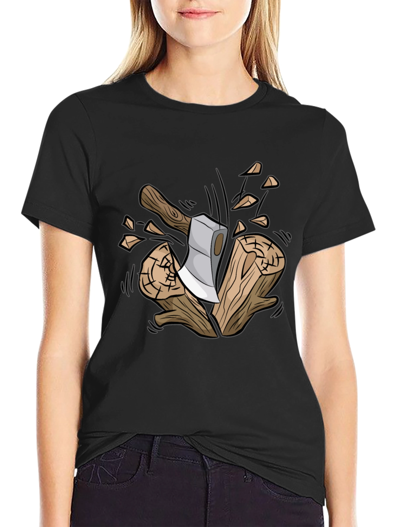 Axe and Wood Graphic Tee - Lumberjack Style