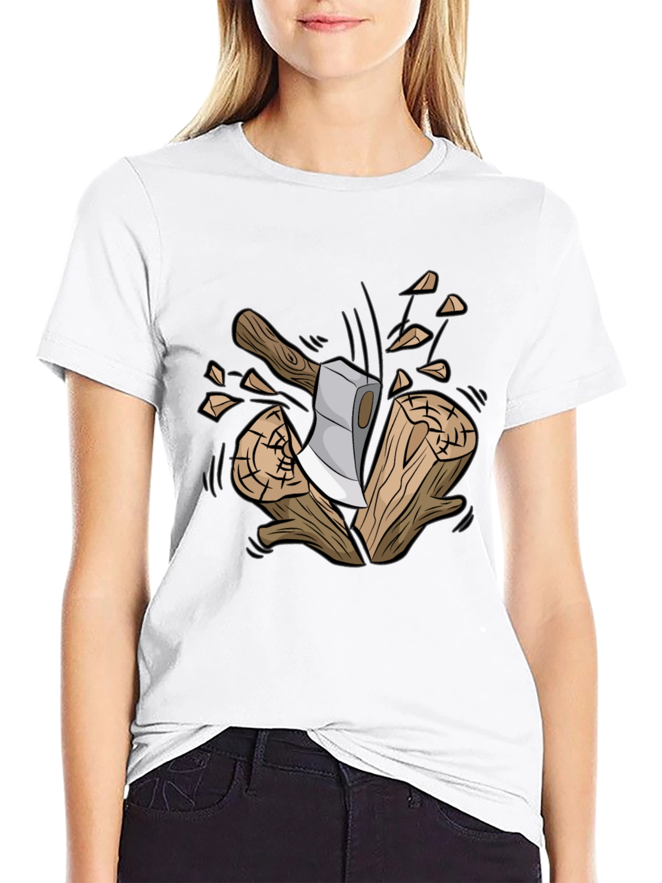 Axe and Wood Graphic Tee - Lumberjack Style