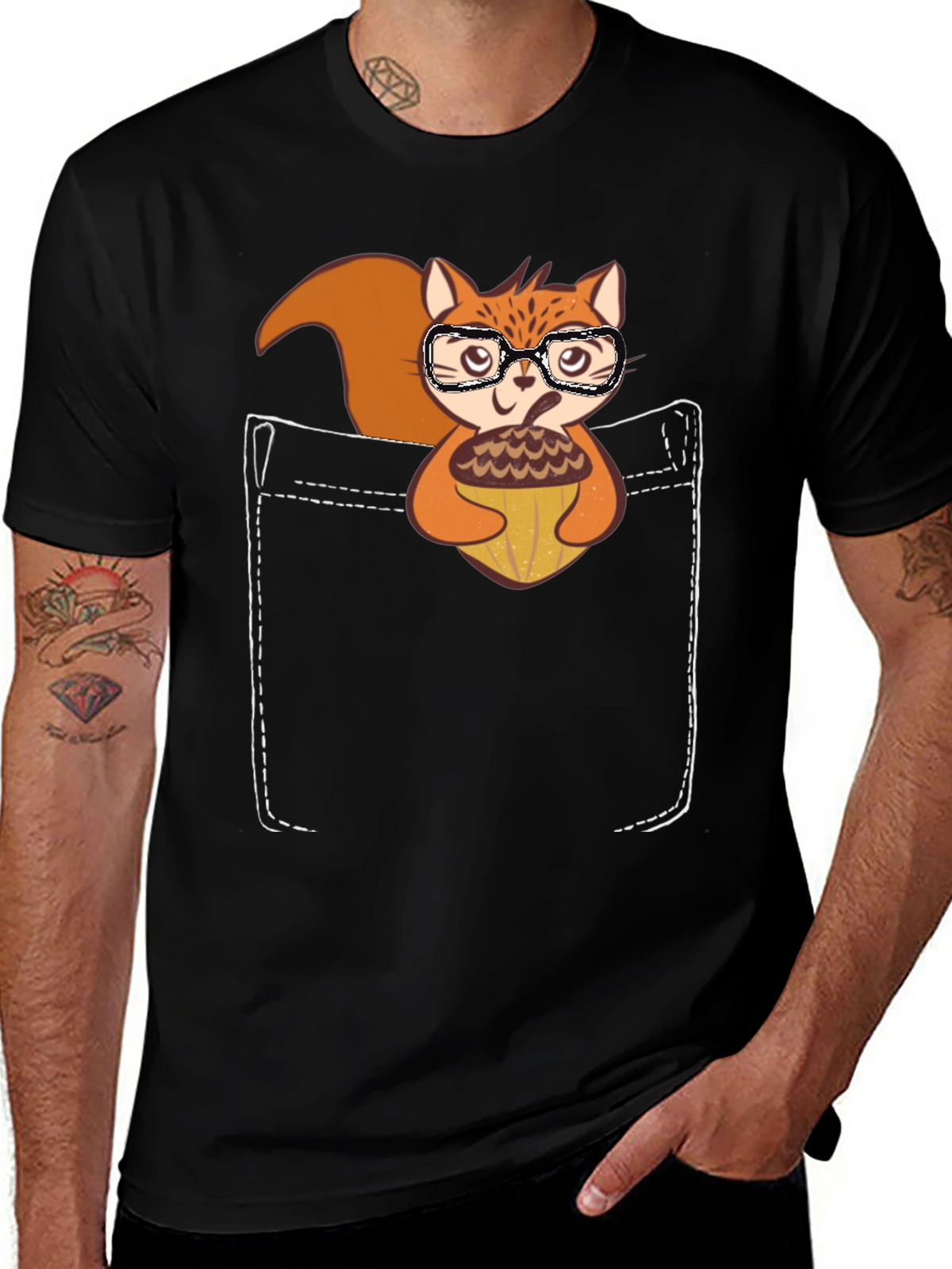 Squirrel Pocket T-Shirt Cute Animal Tee