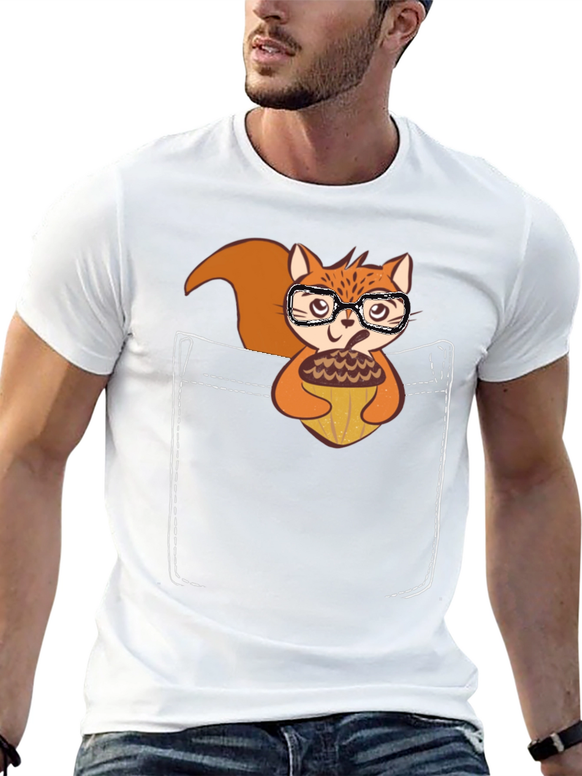 Squirrel Pocket T-Shirt Cute Animal Tee