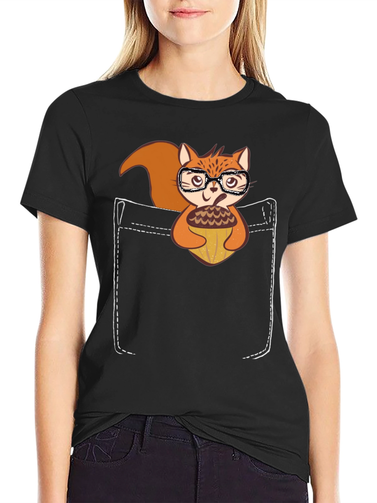 Squirrel Pocket T-Shirt Cute Animal Tee