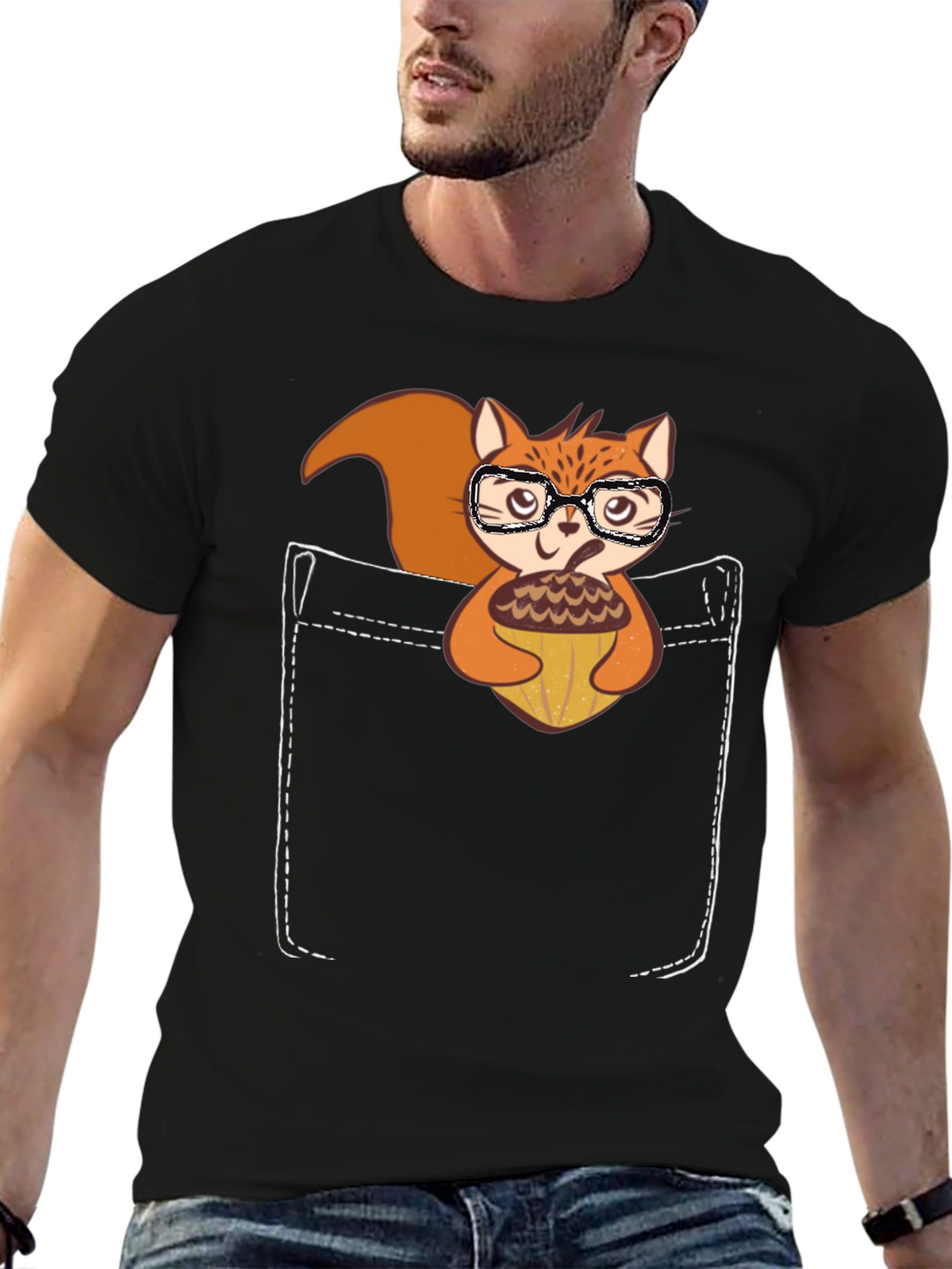 Squirrel Pocket T-Shirt Cute Animal Tee