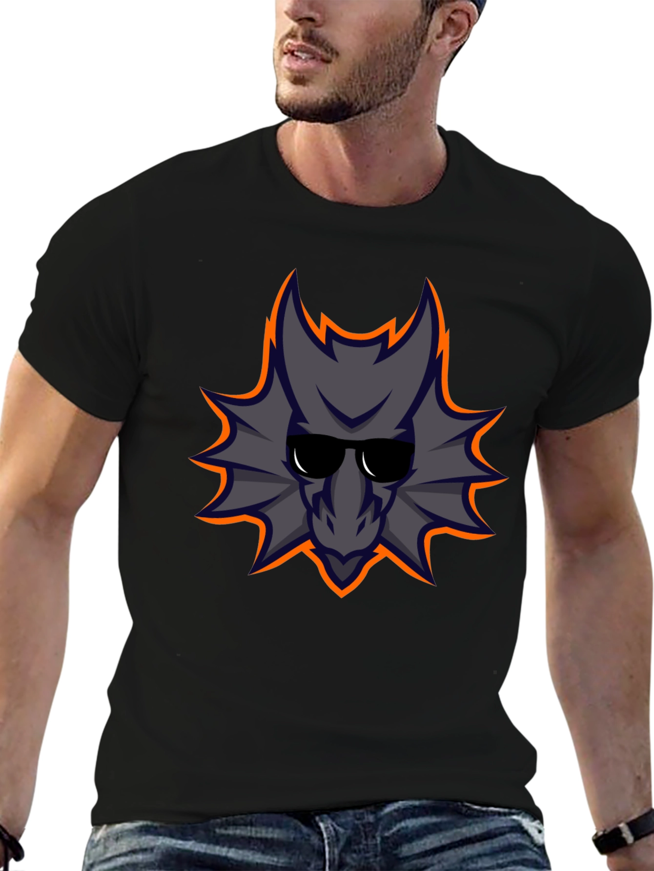 Cool Dragon Graphic Tee - Black Cotton Casual Shirt