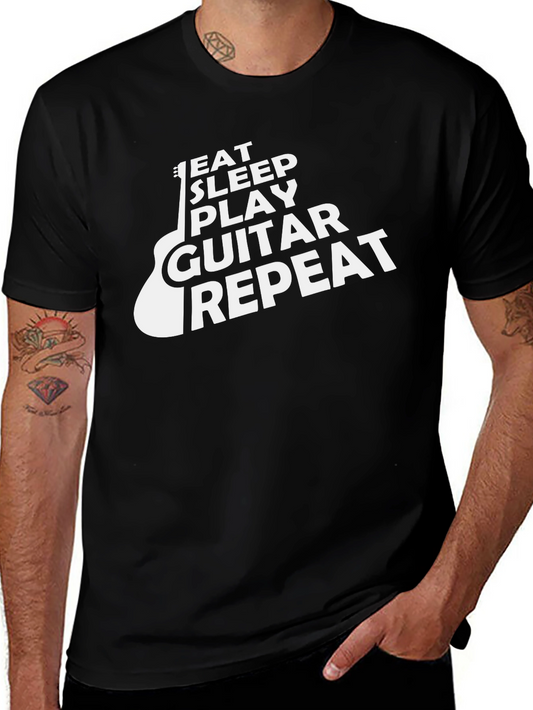 Eat Sleep Play Guitar Repeat Black T-Shirt