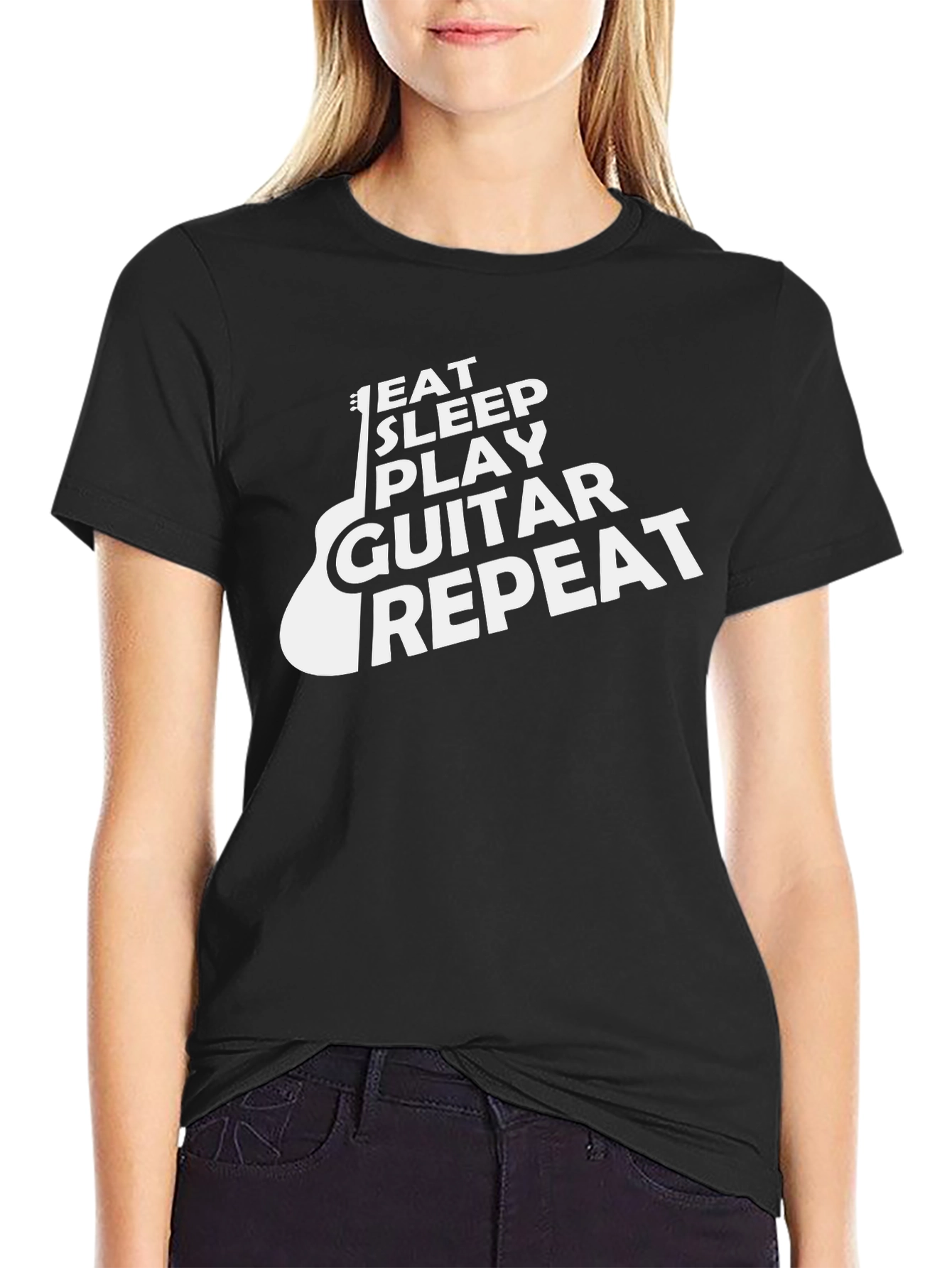 Eat Sleep Play Guitar Repeat Black T-Shirt
