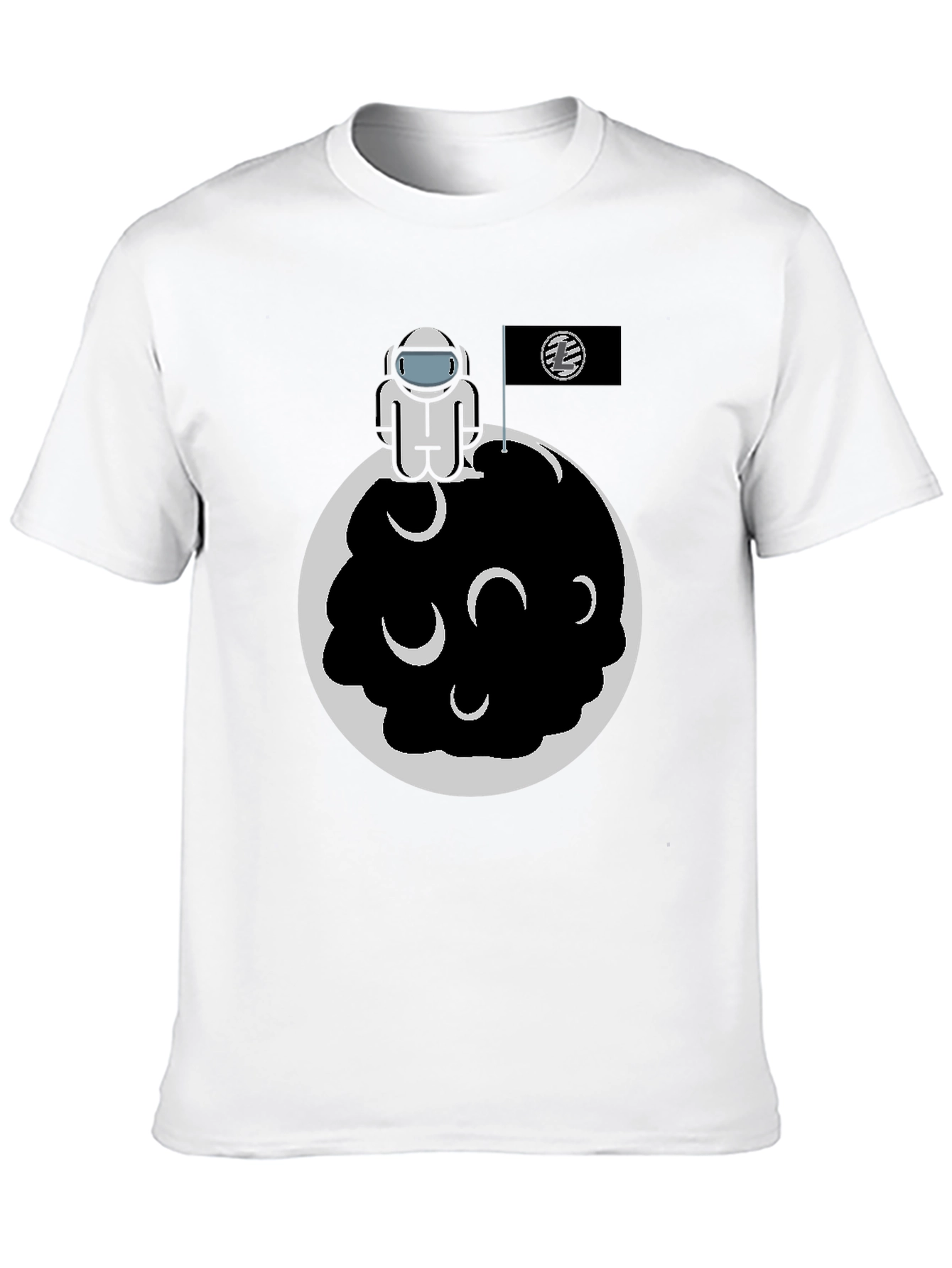 Astronaut on Moon Graphic Tee - Black Cotton Blend