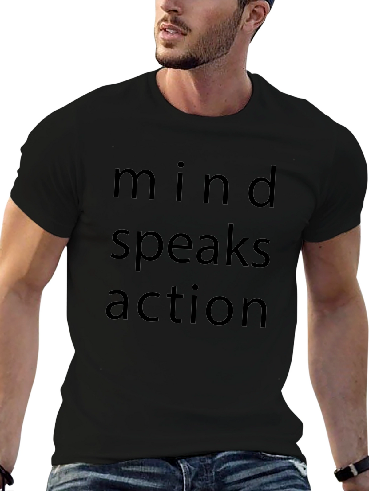 Mind Speaks Action Black Graphic T-Shirt