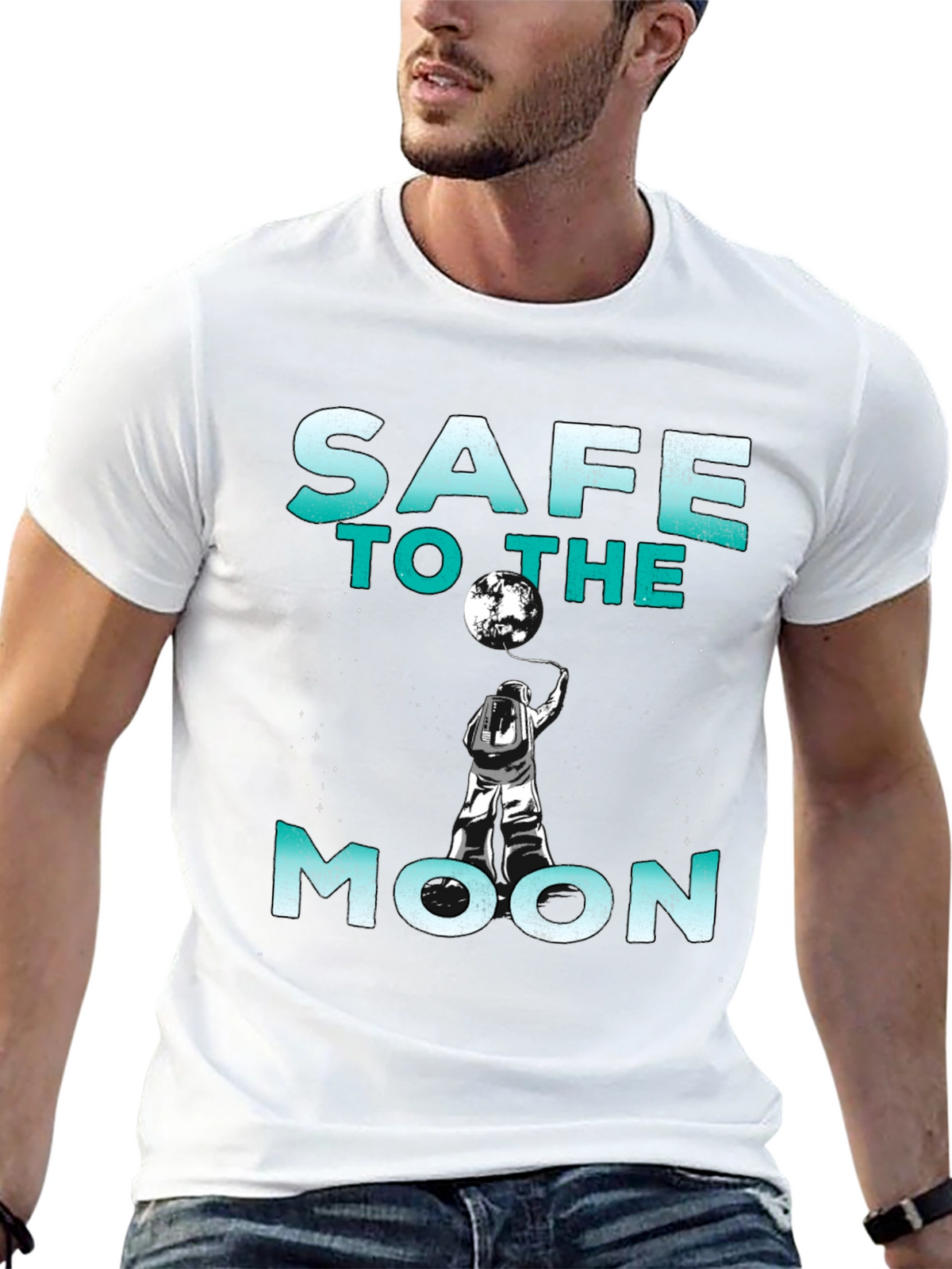 Safe to the Moon Graphic Tee - Black