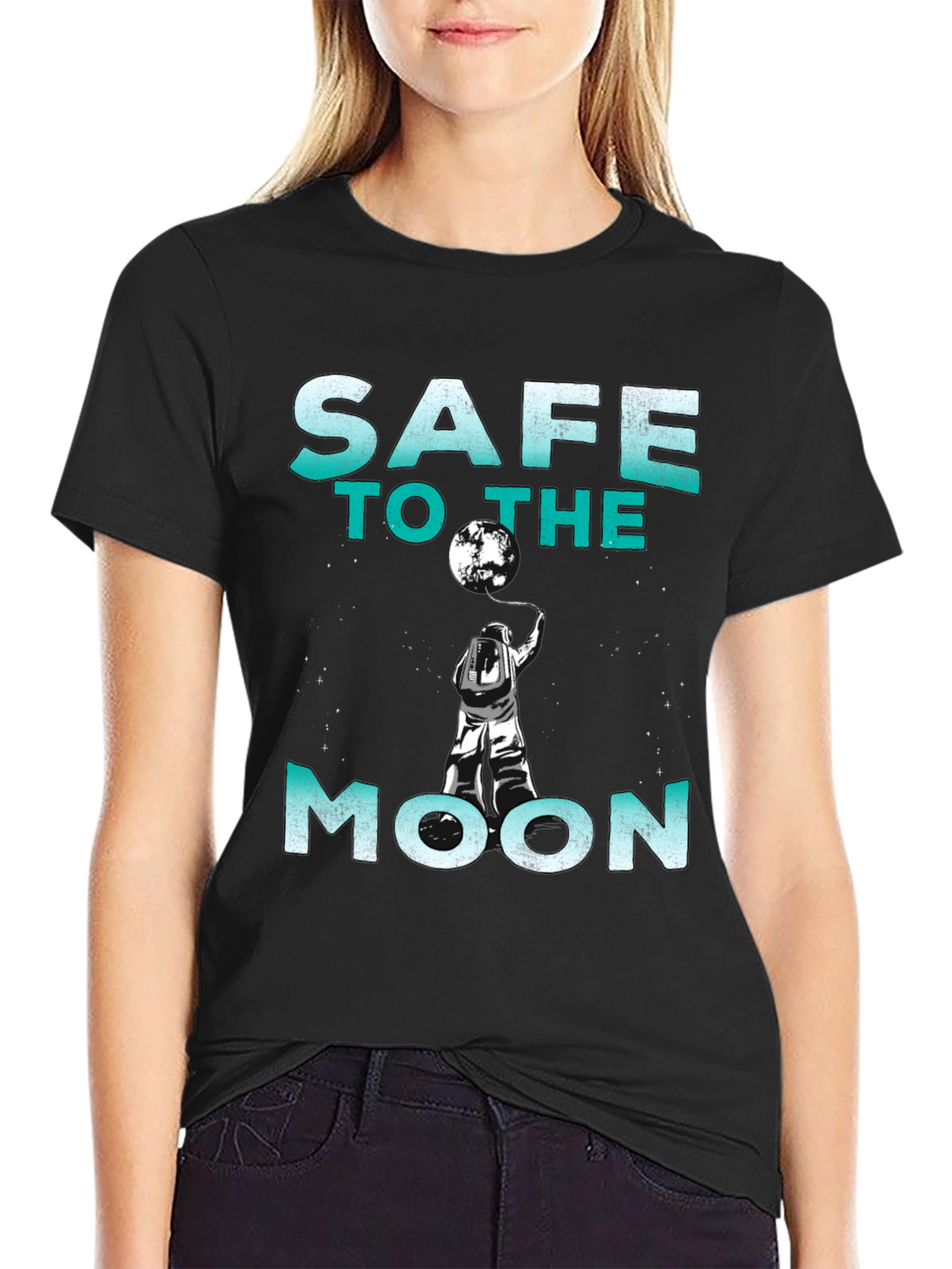 Safe to the Moon Graphic Tee - Black