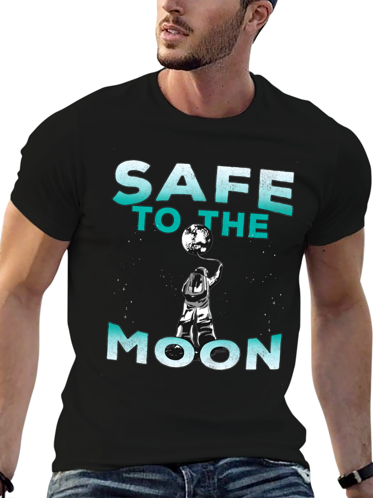 Safe to the Moon Graphic Tee - Black