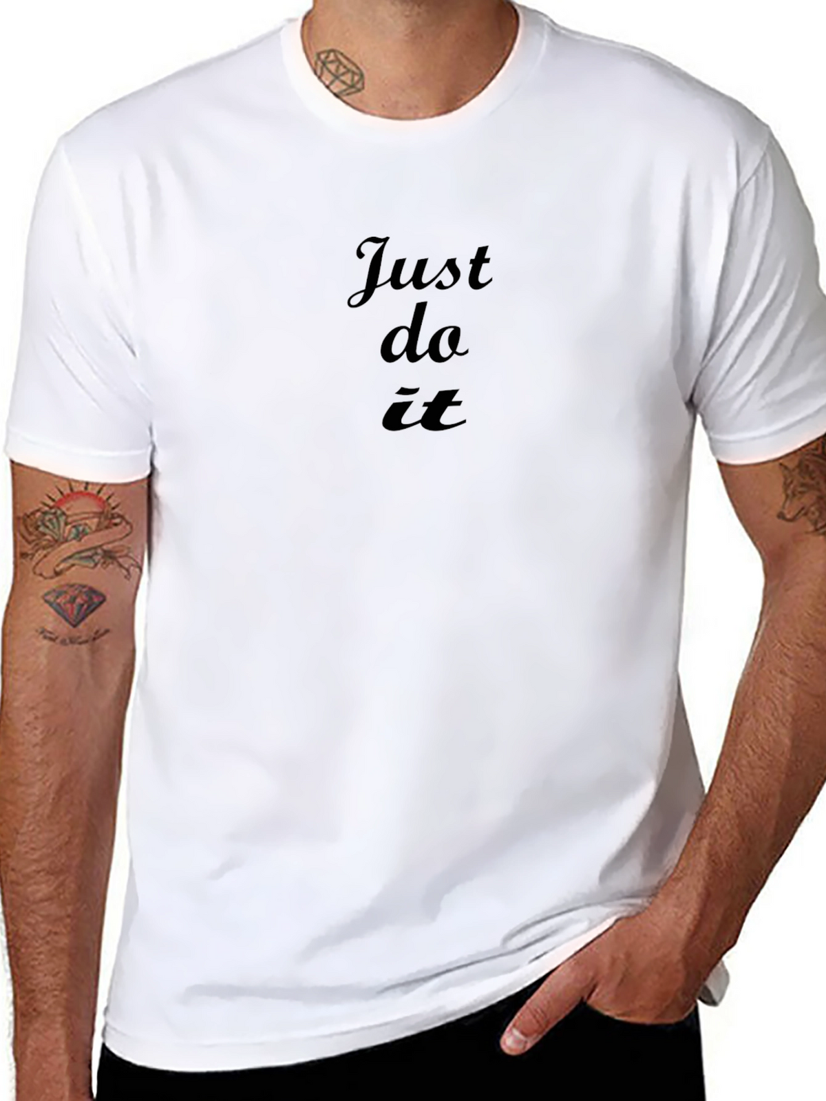 Just Do It Black Tee - Motivational Casual Wear