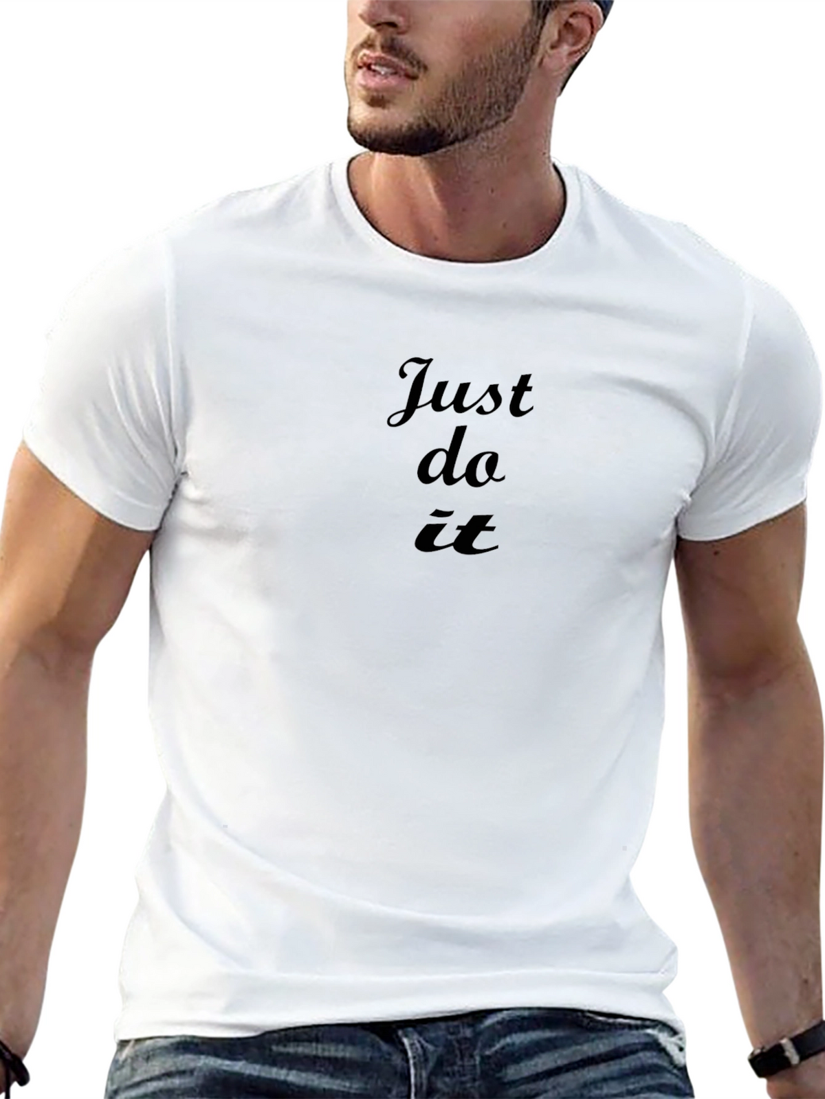 Just Do It Black Tee - Motivational Casual Wear