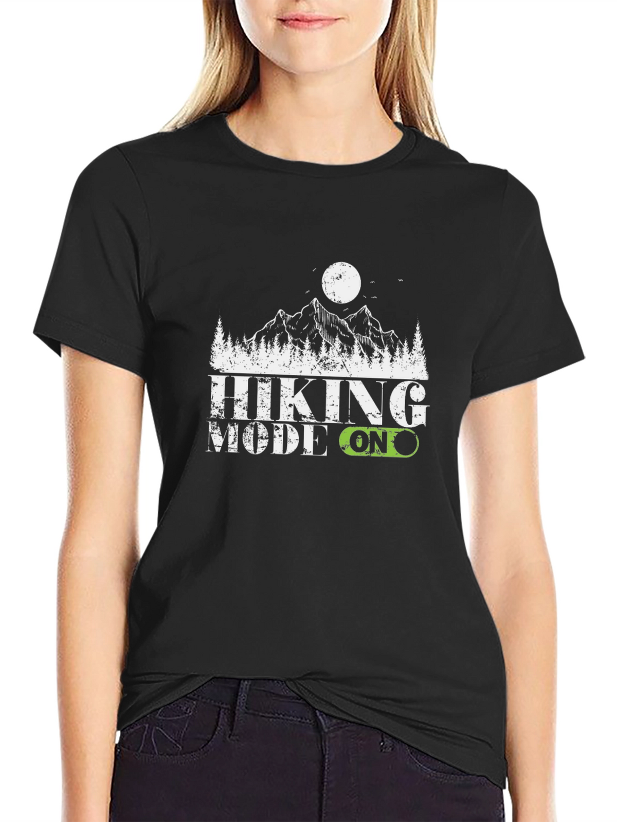 Hiking Mode On Graphic Tee - Black