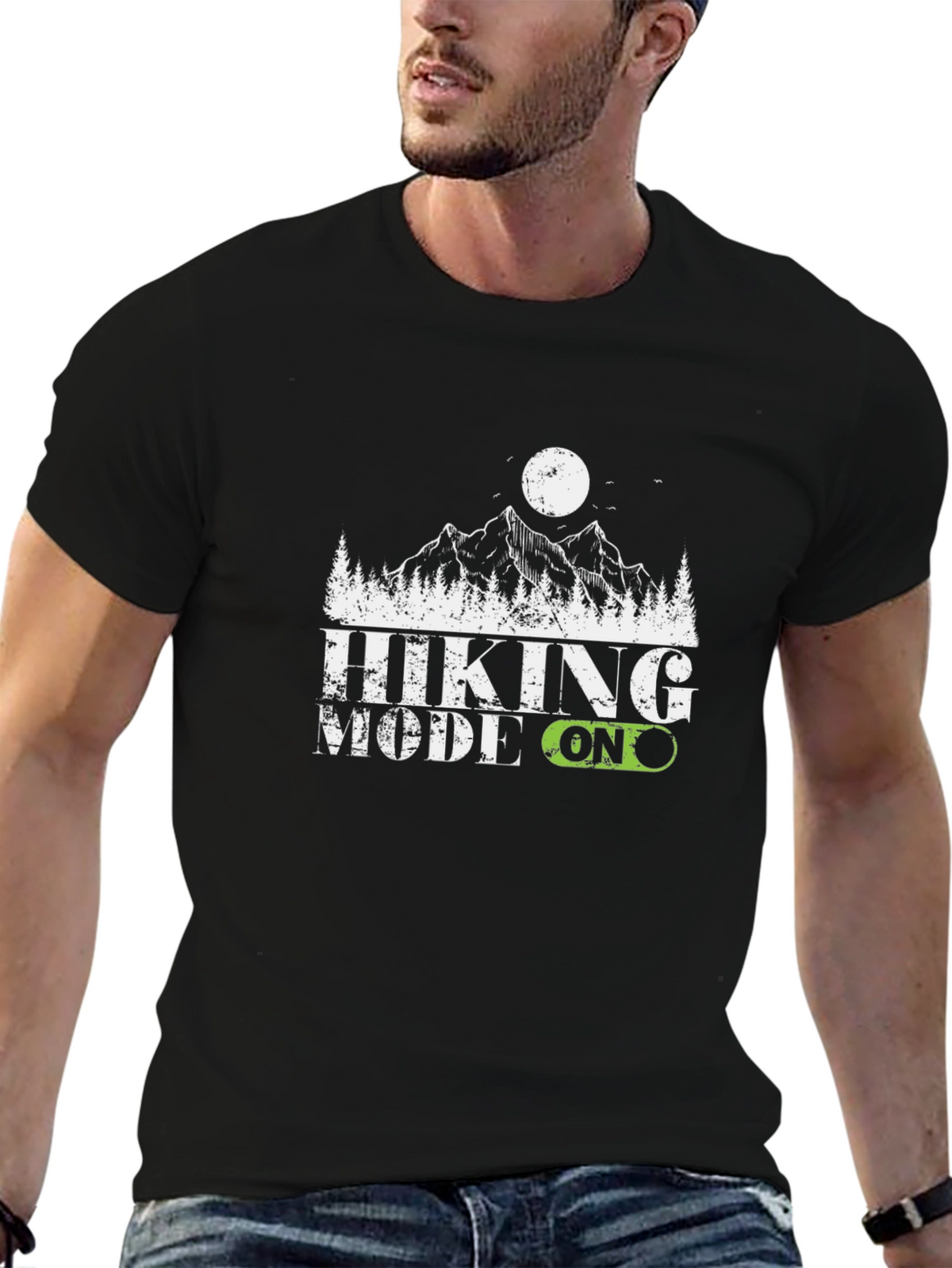 Hiking Mode On Graphic Tee - Black