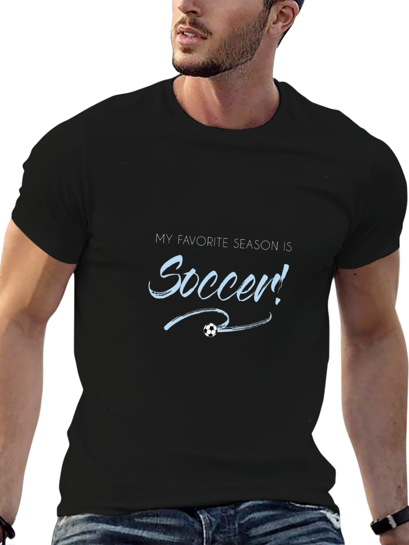 Soccer Season T-Shirt Black Cotton Tee