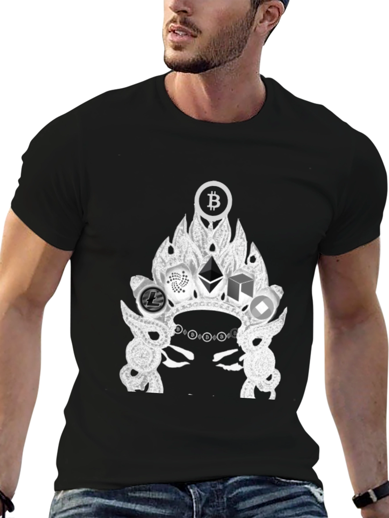 Crypto Crown Graphic Tee - Bitcoin Ethereum T-Shirt